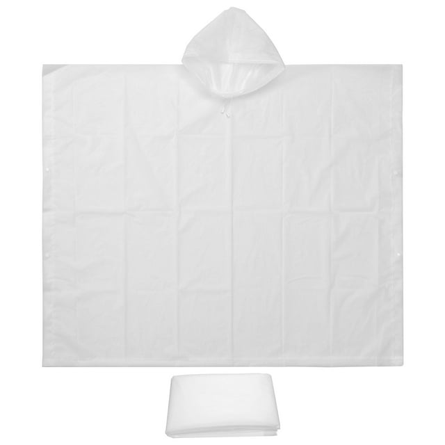 Unique Bargains Ponchos de Pluie, Ensemble de 2 Imperméables avec Capuchon, Manteaux de Pluie en EVA Réutilisables pour le Camping en Plein Air, Blanc