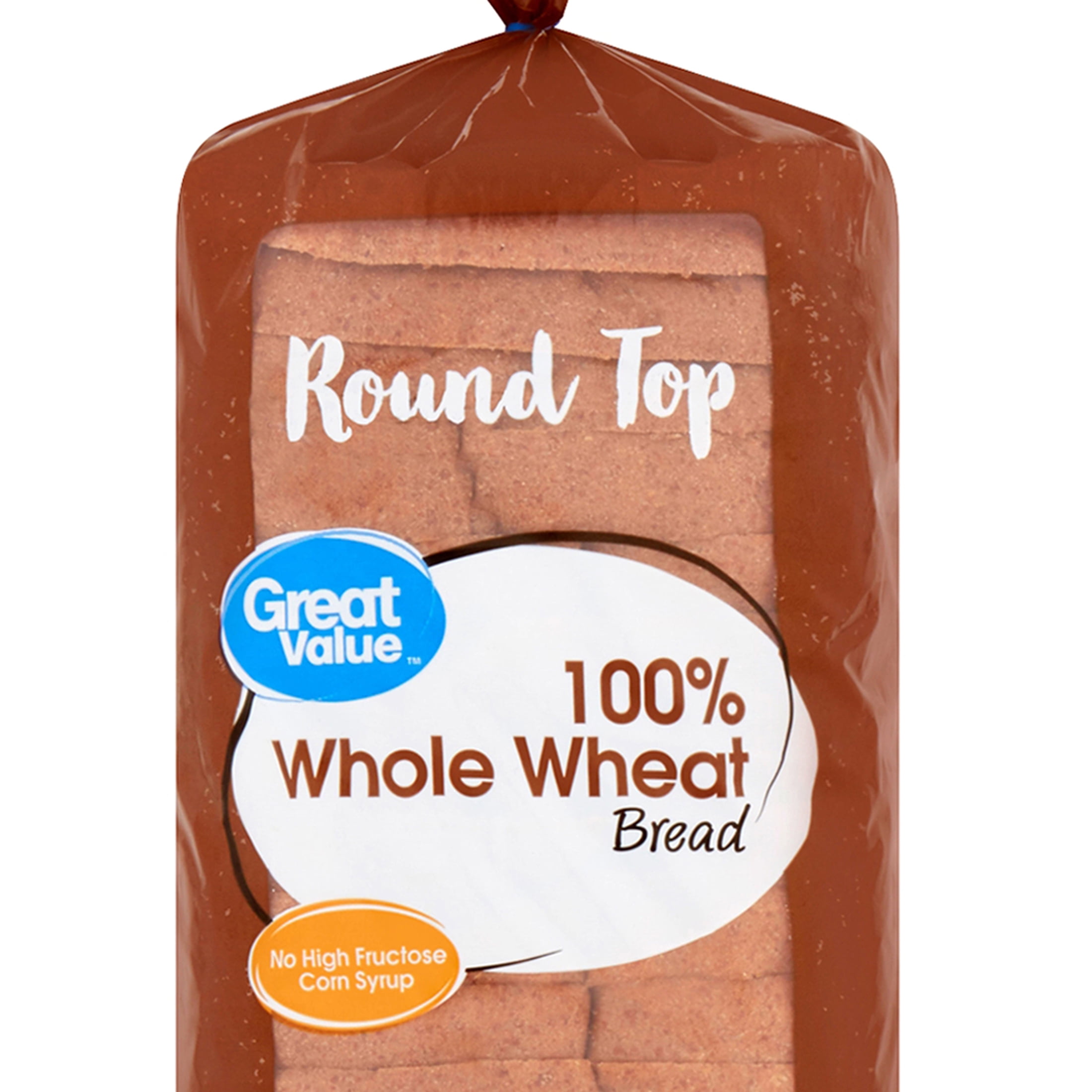 Great Value 100% Whole Wheat Round Top Bread Loaf, 20 oz
