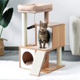 thumbnail image 3 of Pefilos 35" Cat Tree Houses for Indoor Cats Wooden Cat Tower Featuring 2 Condo, Removable Soft Perches Kittens, Beige, 3 of 11