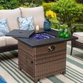 thumbnail image 6 of MF Studio 5-Piece Outdoor Fire Pit Set, Patio Conversation Set with Wicker Steel Chair & 50000 BTU Fire Table, Black Frame & Beige Cushions, 6 of 14