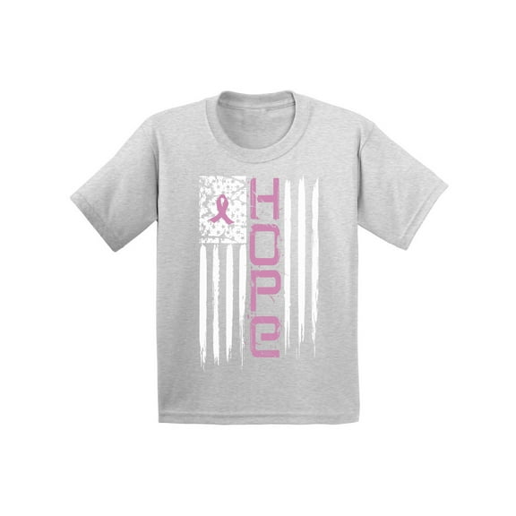 Awkward Styles Hope Flag Tshirt for Kids Pink Ribbon Youth Shirt Breast Cancer Awareness Shirts for Kids Support Gifts for Cancer Survivor Breast Cancer Tshirt Pink Gifts for Kids Pink Shirt
