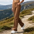 thumbnail image 3 of Bloomae Women's Hiking Pants Lightweight Button Elastic High Waist Stretch Travel Work Slacks Pants Loose Wide Straight Leg Comfy Lounge Trousers with Pockets, 3 of 10