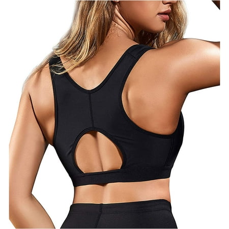 

Junlan Women Post-Surgical Bra Sports Support Bralette Front Closure Wirefree Racerback Bra Adjustable Straps