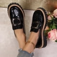 thumbnail image 6 of Aobny Thick Woman Shoes Business Casual Shoes Office Shoes Dress Shoes Loafers Shoe Black Low Heel Round Toe Slip-On Waterproof Womens Summer Shoes,Size 40, 6 of 9