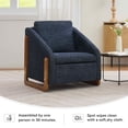 thumbnail image 5 of MAYEERTY Set of 1 Chenille Fabric Modern Upholstered Armchair, Wooden Side Frame & Cushioned Seat Backrest, for Living Room & Bedroom, Blue, 5 of 6