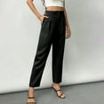thumbnail image 4 of Mifsaly Womens Petite Dress Pants Striped Cotton Linen Straight Leg Pant Business Casual Work Trousers Office Going Out Fashion Workwear with Pockets, 4 of 6