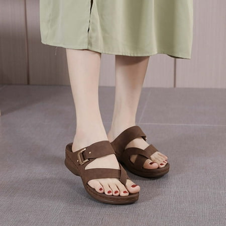 

Women s Orthopedic Sandals Wedge Flip-flops Outer Beach Sandals Comfortable Shoes With Ergonomic Soles
