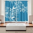 thumbnail image 2 of Ambesonne Blue Kitchen Curtains, Flowers Flying Doves, 55"x39", Blue White, 2 of 3