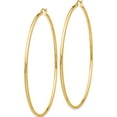 thumbnail image 3 of 14K Yellow Gold Polished 2X75mm Lightweight Tube Hoop Earrings (75 X 2) Made In Peru tf578, 3 of 6