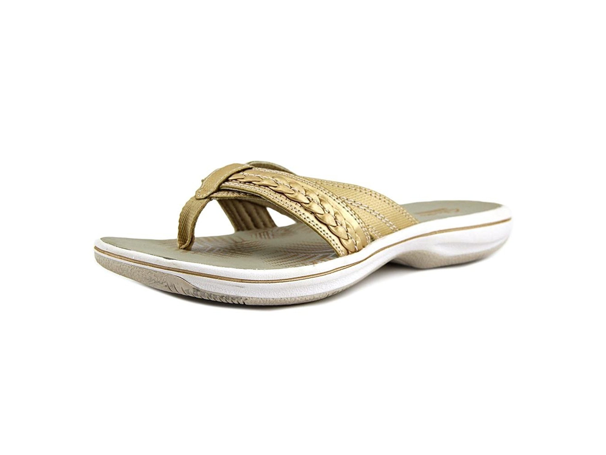 clarks gold flip flops