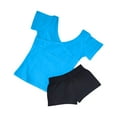 thumbnail image 2 of Bovxnpu 2-piece Gymnastics Leotards for Girls, Toddler Kids Dance Outfits, Children's Solid Color Short Sleeved Top Shorts Girls' Practice Clothes Set 3-4 Years, 2 of 3