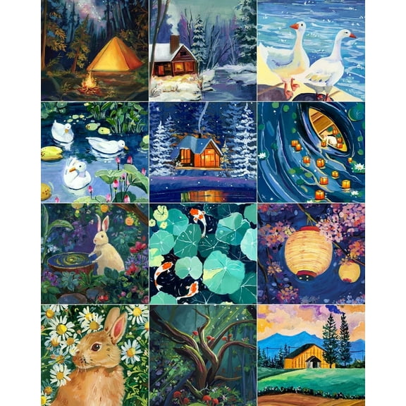 ARTDOT 12 Pack Diamond Art, Diamond Painting with Accessories and Tools for Gift Home Wall Decor