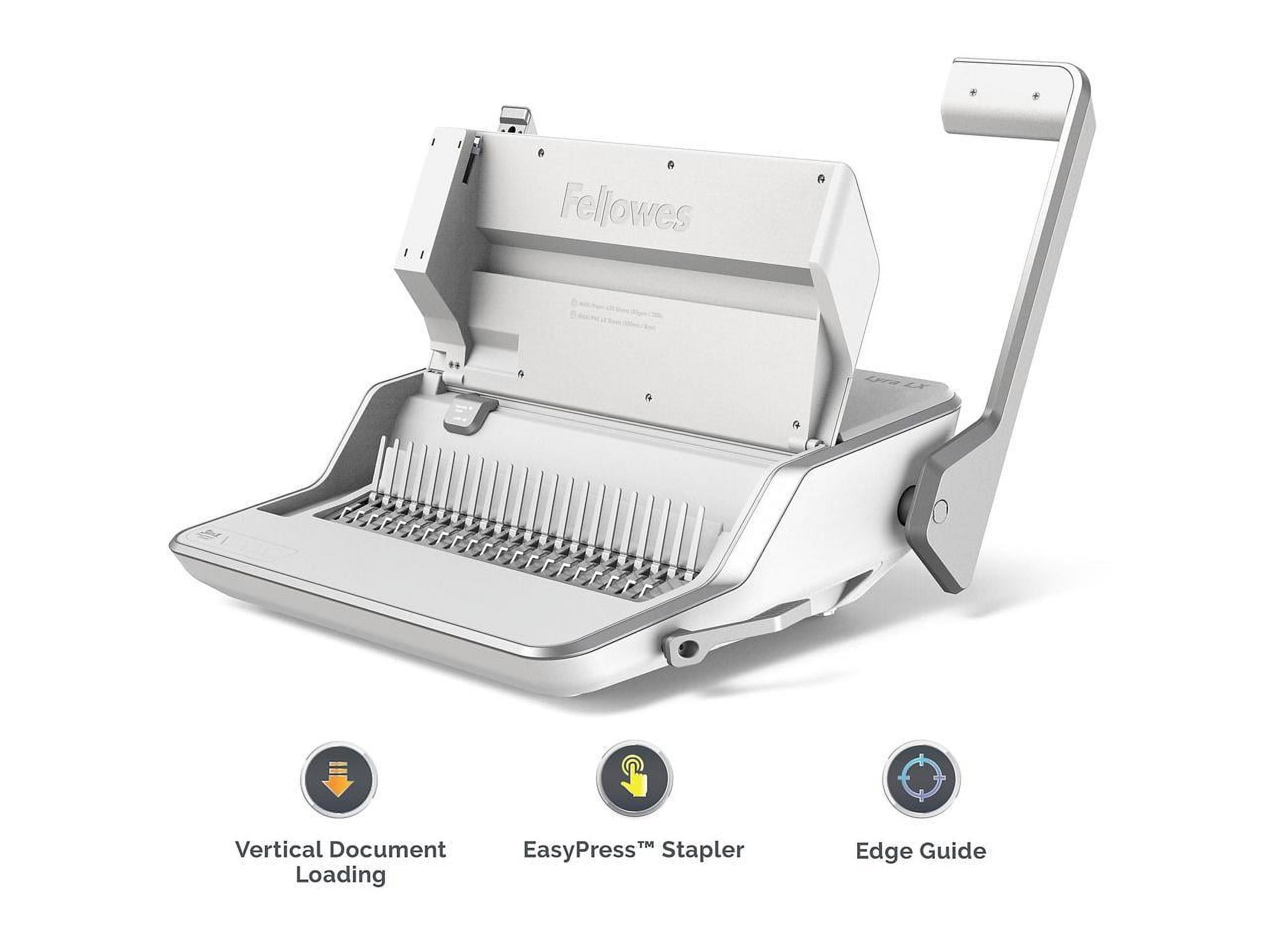 Fellowes Lyra 3-in-1 20 Sheets Punched Comb Binding Machine with Document, White/Gray