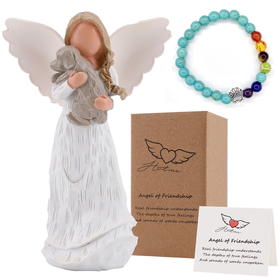 Wonderbean 4.9” Dog Memorial Angel Holding Dog Resin Figurine & Knick-Knack