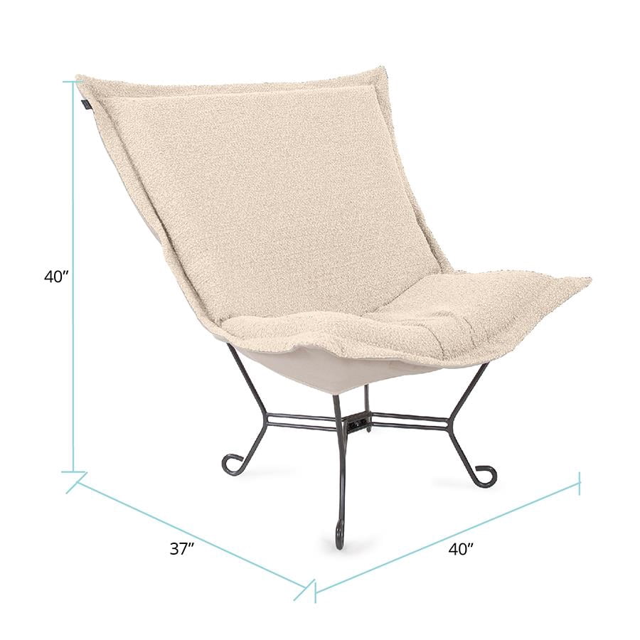 Scroll Puff Chair Titanium- Barbet Natural/Natural