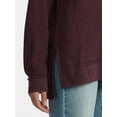 thumbnail image 3 of Time and Tru Women's Waffle Knit Tunic V-Neck Sweatshirt with Long Sleeves, Sizes XS-3XL, 3 of 4