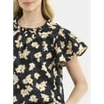 thumbnail image 4 of Time and Tru Women's Cotton Ruffle Neck Blouse with Flutter Sleeves, Sizes XS-XXXL, 4 of 5