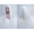 thumbnail image 3 of Unique Bargains Lace Front Wigs for Women 24" White Long Straight Hair with Wig Cap Synthetic Fibre, 3 of 6