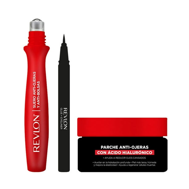 Delineador ojos Revlon con pegamento negro Parche Antiojeras ácido hialurónico Roll-On Antiojeras