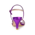 thumbnail image 2 of BLISSFUL STEP Chaussures pour Femmes Sandales à Talon Kitten à Bout Ouvert en PU avec Bride à la Cheville Ornée de Strass Violet 8,5, 2 of 7