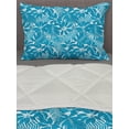 thumbnail image 3 of Aqua Comforter & Sham Bedding Set, Tropical Tree Leaves Pattern Hawaiian Nature and Vegetation Foliage in Blue and White, 3 pcs Duvet Set Microfiber Filling Quilt, 5 Sizes, Blue White, by Ambesonne, 3 of 4