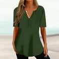 thumbnail image 2 of ZyeKqe Womens Tunic Tops Trendy Short Sleeve Shirts Notch V Neck T-Shirt Casual Summer Blouses Top, 2 of 6