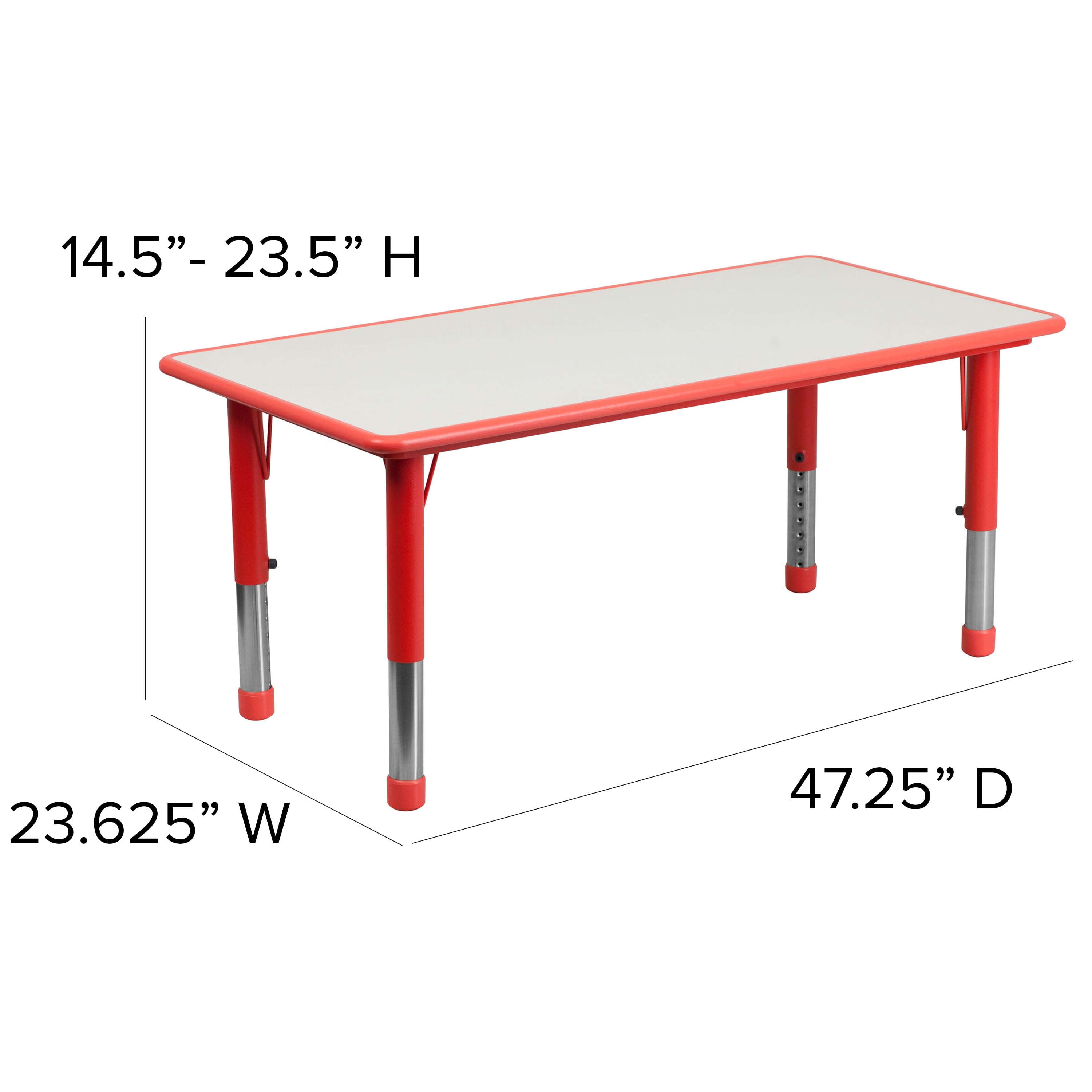 Flash Furniture 23.625 W x 47.25 L Rectangular Red Plastic Height