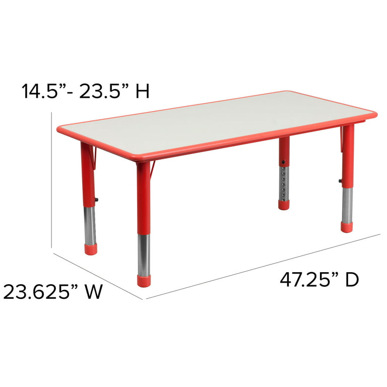 Flash Furniture 60W Horseshoe Activity Table With Standard Height  Adjustable Legs Red - Office Depot