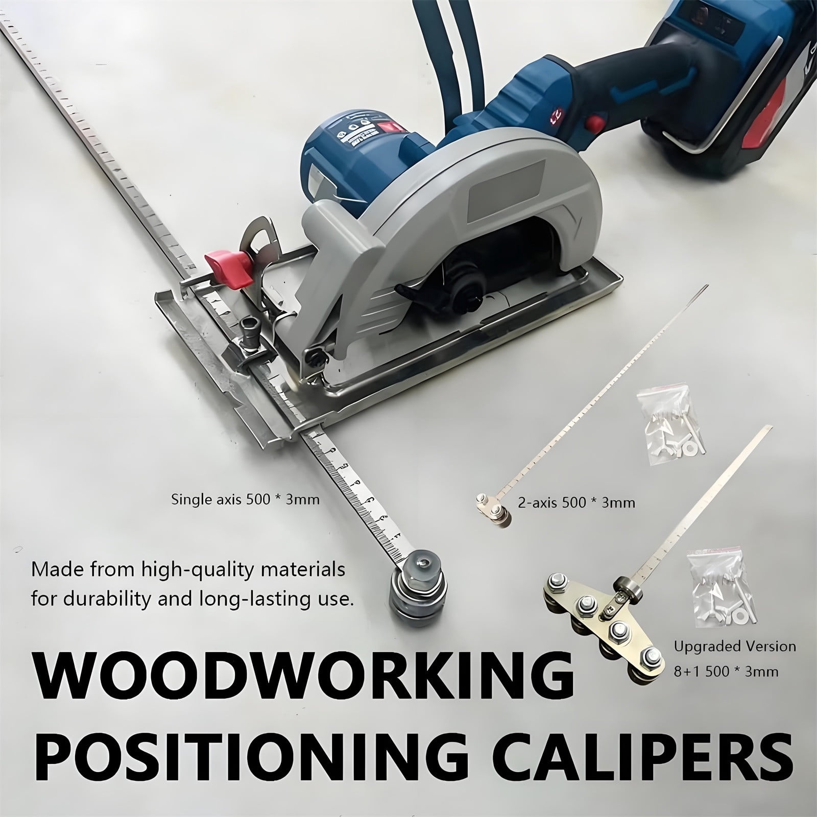 Positioning Calipers for Precise Measurements & Easy Wood Cutting, Stainless Steel Precision Cutting Guide for Circular Saws, Adjustable, for Carpentry Adjustable Guide Rail