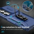 thumbnail image 4 of Dteck for Samsung Galaxy S23 Ultra with Camera Cover & Kickstand, Heavy Duty Military Grade Shockproof Rugged Slide Lens Protection 360 Rotate Ring Stand, Impact-Resistant Protective Bumper, blue, 4 of 8