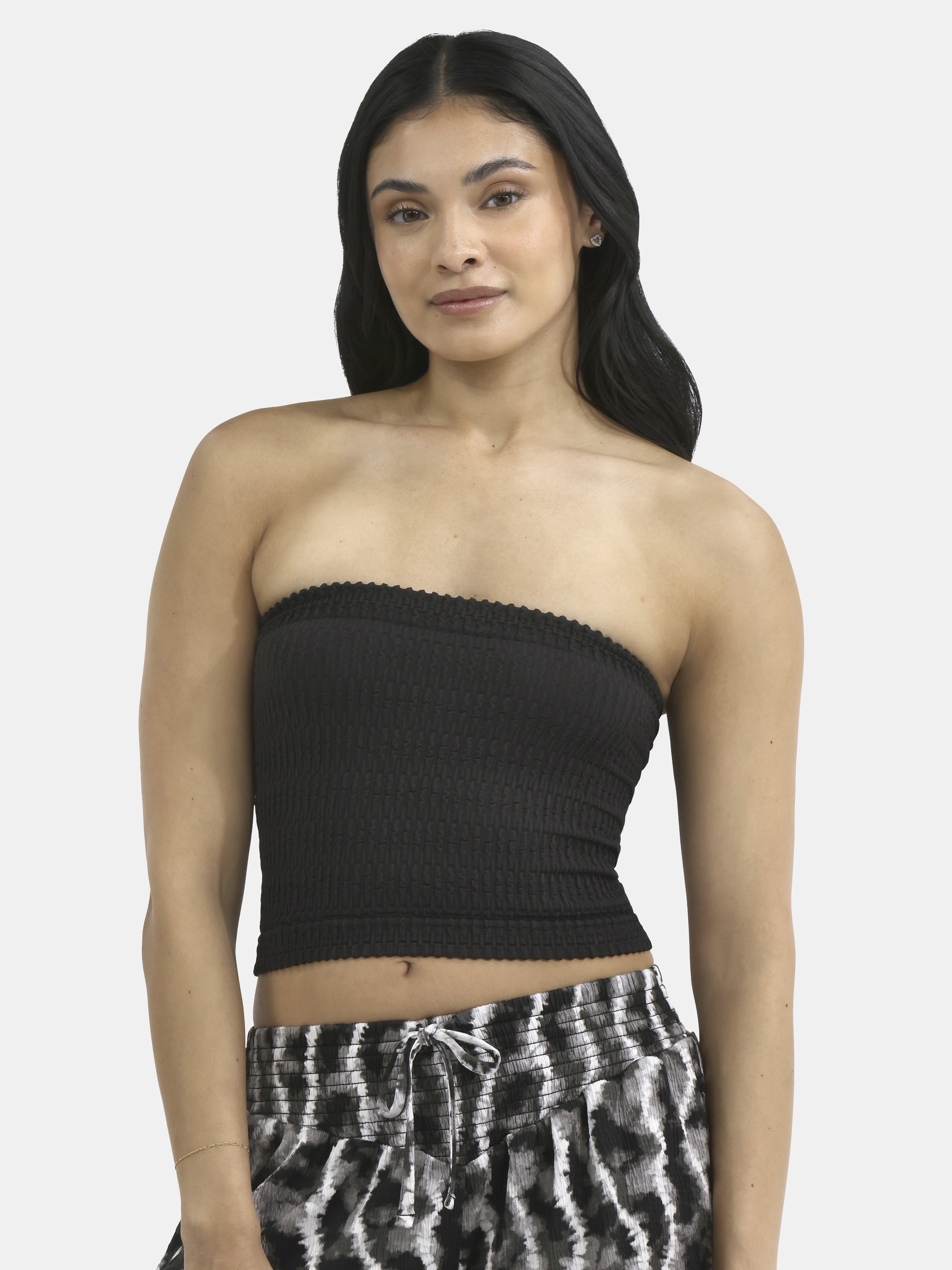 No Boundaries Seamless Textured Tube Top for Women, Cropped