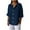 Dark Blue, variant on Ruimatai Women's V-Neck 3/4 Sleeve Button Up Shirt Loose Fit Cotton Linen Blend Top Comfortable Casual Blouse Solid Color Tunic