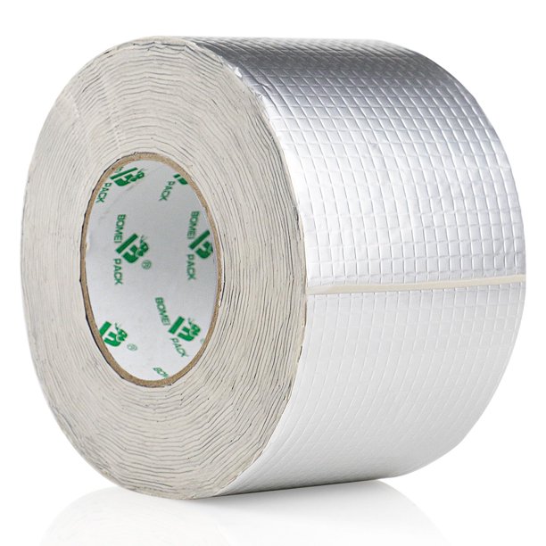 BOMEI PACK Cinta de Aluminio Butílico, 4 Pulgadas x 33ft, 1 Paquete, Permanente para Reparación de RV, Ventanas, Silicona, Sellado de Goteras en Vidrios y Techos, Sellado de Bote