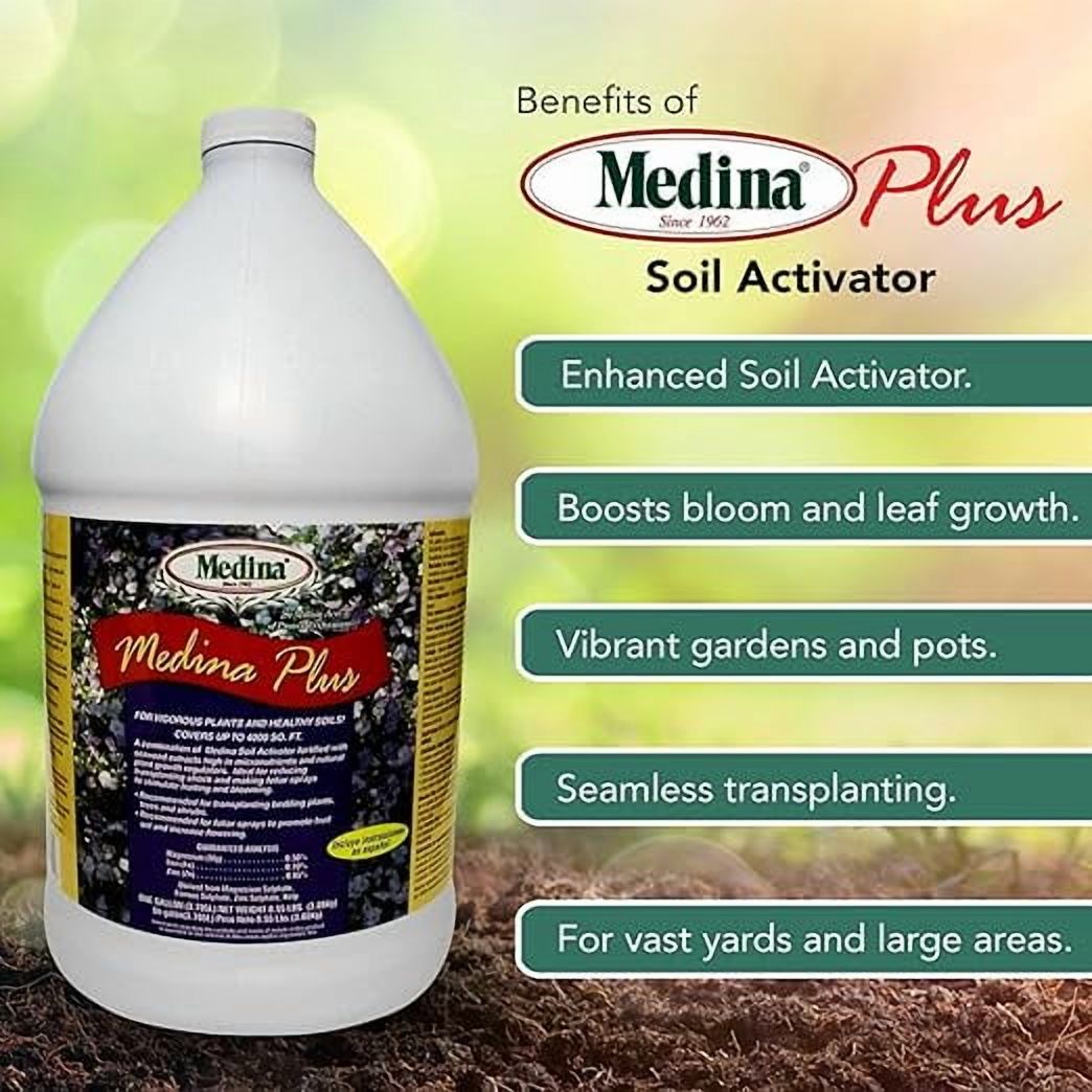 Medina Plus Liquid Fertilizer - Blooming and Fruiting Enhancer - 128 fl oz Jug by Medina
