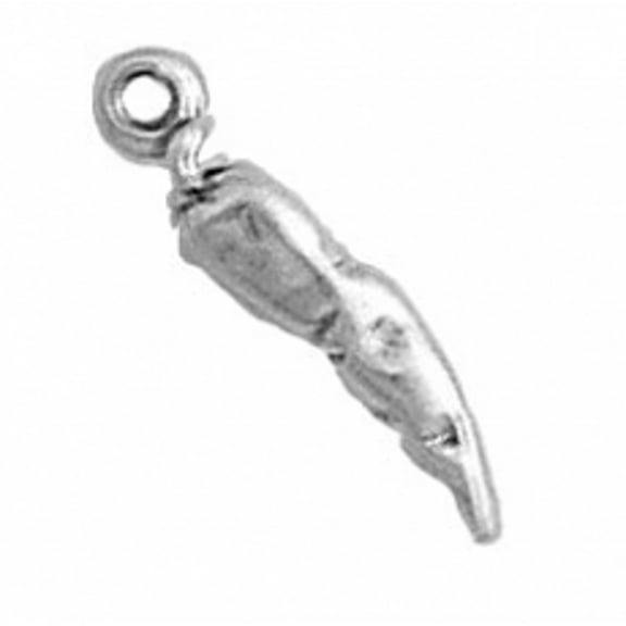 Sterling Silver 16" .8mm Box Chain 3D Chile Pepper Pendant Necklace