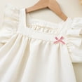 thumbnail image 5 of JDQJBZ Toddler Girl Ruffle Sleeve Dress Solid Color Bow Full Skirt Princess Party Wear, 5 of 5