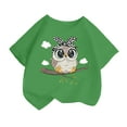 thumbnail image 1 of LUOGENLI T-Shirt pour Filles, Mignon Imprimé Col Rond Manches Courtes Tee-Shirt d'Été Décontracté Mode Ample T-Shirt Hauts Maxi Ensembles 2 Pcs Grande Taille Vert 6-8 Ans, 1 of 4