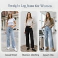 thumbnail image 5 of NICELF Women's Straight Leg Jeans – High Waisted Elastic Waist Cropped Denim Pants with Frayed Hem, Casual Loose Stretchy Trousers Wide Leg Jeans for Women Trendy, 5 of 9
