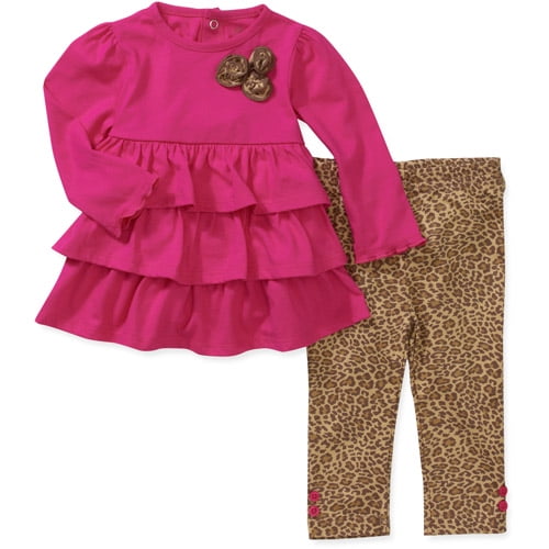 Newborn Girls' 2 Piece Ruffle Tee and Pant Set - Walmart.com