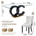 thumbnail image 5 of 70" Glass Dining Table Set for 6, Modern Clear Tabletop with OC Base, 6 Velvet Upholstered Dining Chairs with Nailhead Trim, Solid Wood Legs, for Kitchen, Dining Room, Conference Room, 5 of 7
