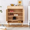 thumbnail image 4 of Multi-functional Modern Minimalist Natural Wood-Colored MDF Shoe Cabinet - Seamlessly Fits into Nordic, Japanese, and Industrial Style Interiors,Product Dimensions: 34.6*13.7*43 inches., 4 of 9