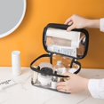 thumbnail image 4 of Bolsa de maquillaje transparente, bolsa de aseo de viaje para mujer, bolsa de cosméticos impermeable, bolsa de maquillaje bonita, bolsa de maquillaje rosa de viaje de doble capa, 4 of 7