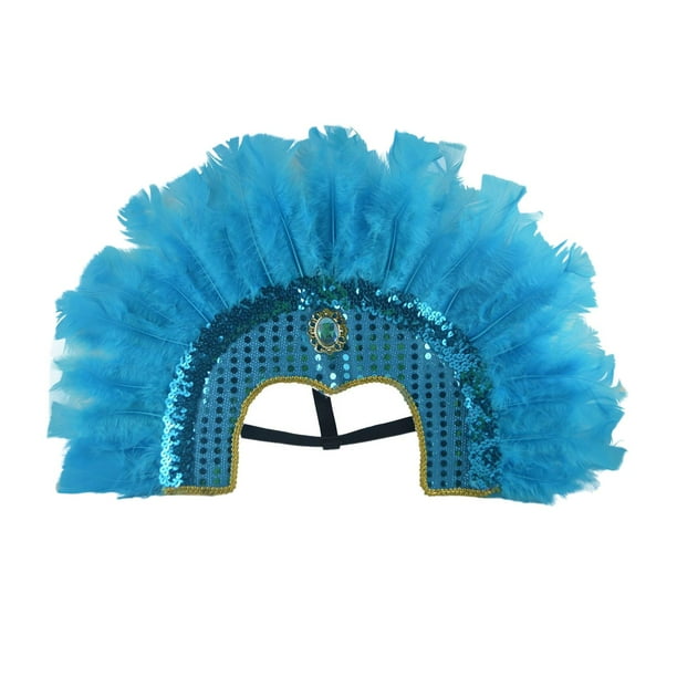 Accesorios para el cabello Salvador indio jefe de moda vestido de cabeza diadema decorativa sombrero para festivales Azul Tocado de jefe indio