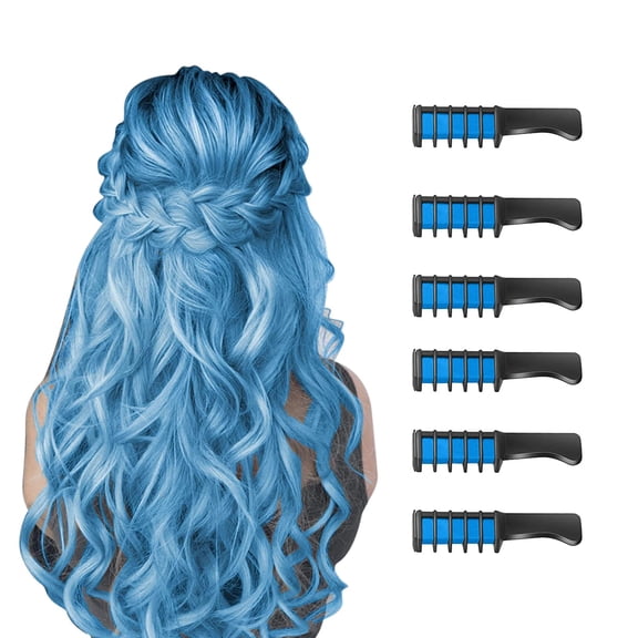 New Hair Chalk Comb Temporary Bright Hair Color Dye for Girls Kids, Washable Hair Chalk for Girls Age 4 5 6 7 8 9 10 New Year Birthday Party Cosplay DIY Children's Day, Halloween, Christmas (Blue)