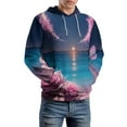 thumbnail image 5 of Pink Roses, Butterfly, Moonlit Beach Men's Women Vintage 3D Hooded Sweatshirt - All-Season Loose Fit Streetwear, 5 of 6