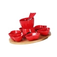 thumbnail image 5 of deevoka Chocolate Fondue Kits with 4 Forks and Tray Melt Hot Pot Bowl Set for Butter red, 5 of 9