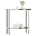 thumbnail image 2 of vidaXL Table de Cuisine 82,5x30x85 cm Acier Inoxydable, 2 of 5