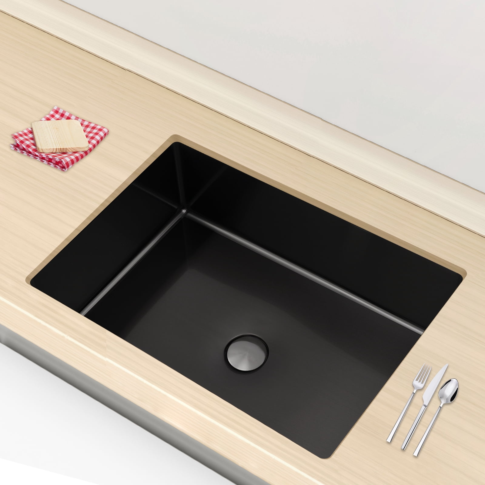 Wildnix Modern Rectangular Bathroom Sink, Undermount Design, Brushed 304 Stainless Steel, Pop-Up Drain Included, 6.07 Gallon Capacity, Stylish and Space-Saving for Your Bathroom