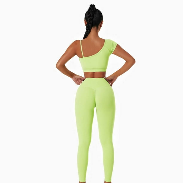 PEASKJP Yoga 2 Piece Sets Shorts Leggings Sports Bra Gym Fitness Clothes  Tracksuit, B XL