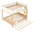 thumbnail image 6 of Harper & Bright Designs Queen Size Bunk Bed with Trundle and Bookshelf, Wood Bunk Bed Frame with Stairs and Guardrail for Boys and Girls, Natural+Beige, 6 of 12